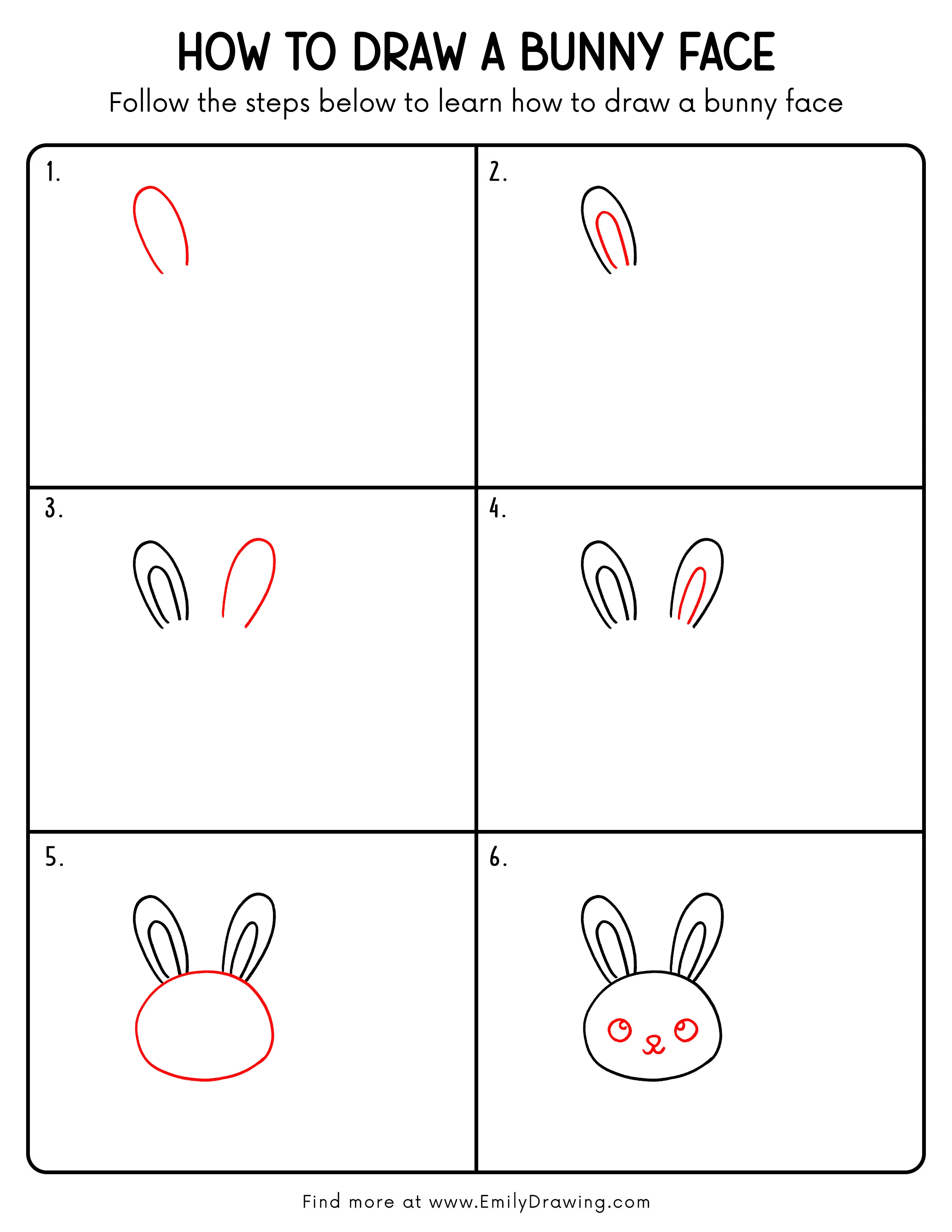 Printable Bunny Face Drawing Guide
